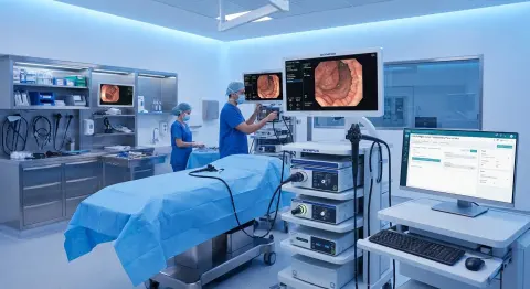 Sala de endoscopia con monitores de alta definición