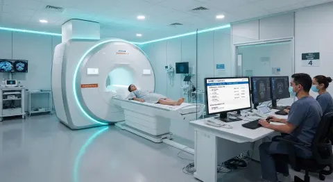 Equipo de resonancia magnética en una sala de diagnóstico